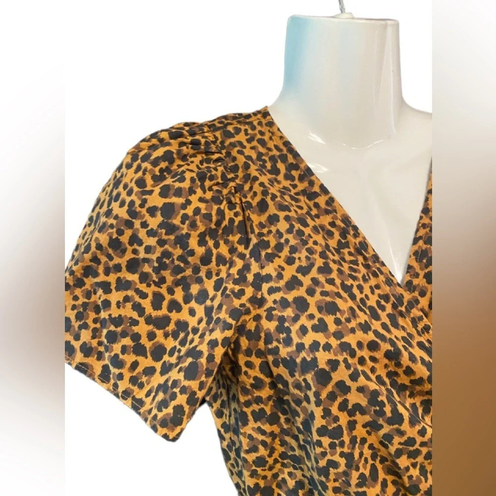 Madewell Flutter Sleeve Leopard Print Cotton Wrap… - image 7